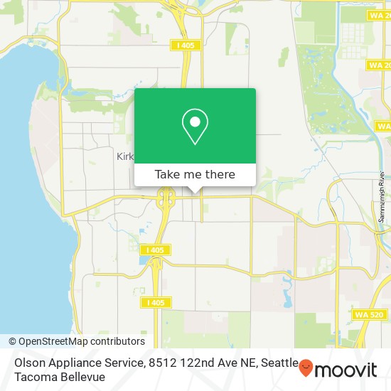 Mapa de Olson Appliance Service, 8512 122nd Ave NE