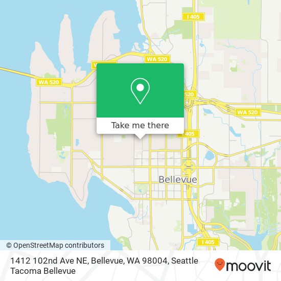 Mapa de 1412 102nd Ave NE, Bellevue, WA 98004