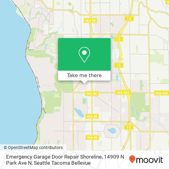 Mapa de Emergency Garage Door Repair Shoreline, 14909 N Park Ave N