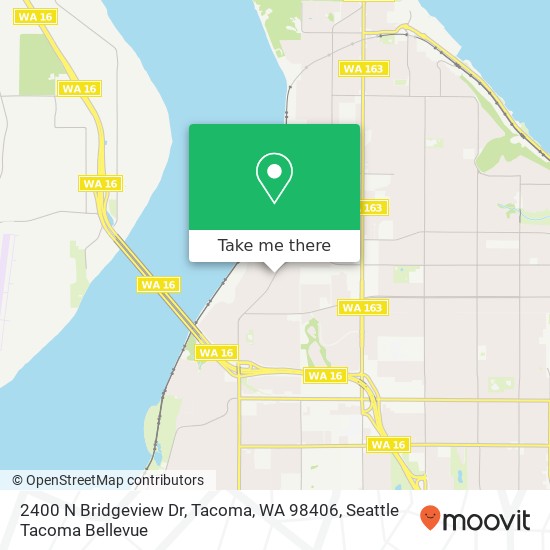 Mapa de 2400 N Bridgeview Dr, Tacoma, WA 98406