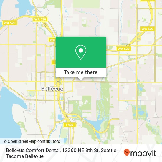 Mapa de Bellevue Comfort Dental, 12360 NE 8th St