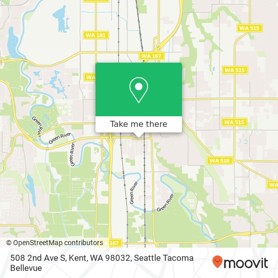 Mapa de 508 2nd Ave S, Kent, WA 98032