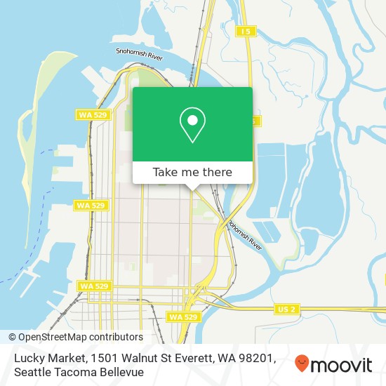 Mapa de Lucky Market, 1501 Walnut St Everett, WA 98201