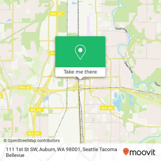 Mapa de 111 1st St SW, Auburn, WA 98001