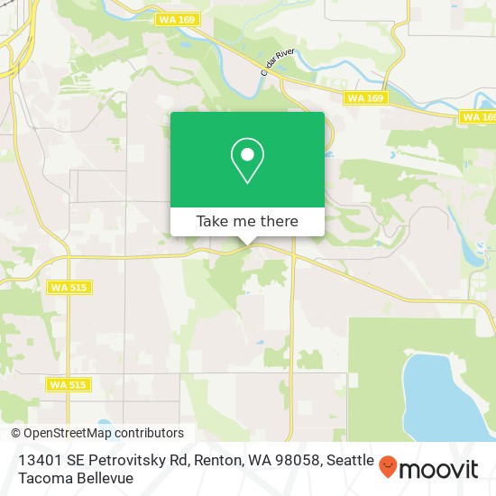 Mapa de 13401 SE Petrovitsky Rd, Renton, WA 98058