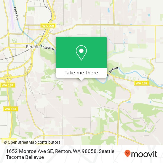 Mapa de 1652 Monroe Ave SE, Renton, WA 98058