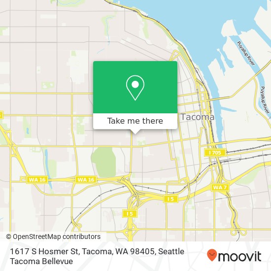 Mapa de 1617 S Hosmer St, Tacoma, WA 98405