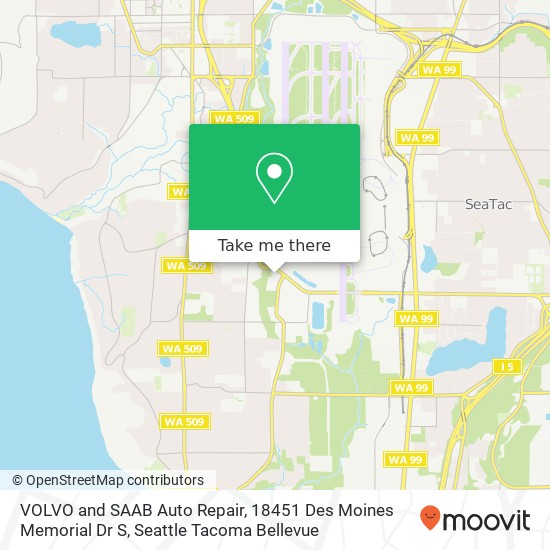 VOLVO and SAAB Auto Repair, 18451 Des Moines Memorial Dr S map