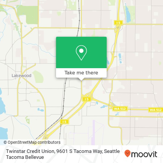 Mapa de Twinstar Credit Union, 9601 S Tacoma Way