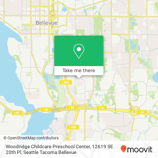 Mapa de Woodridge Childcare Preschool Center, 12619 SE 20th Pl