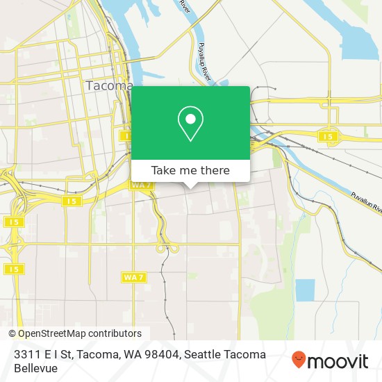 Mapa de 3311 E I St, Tacoma, WA 98404