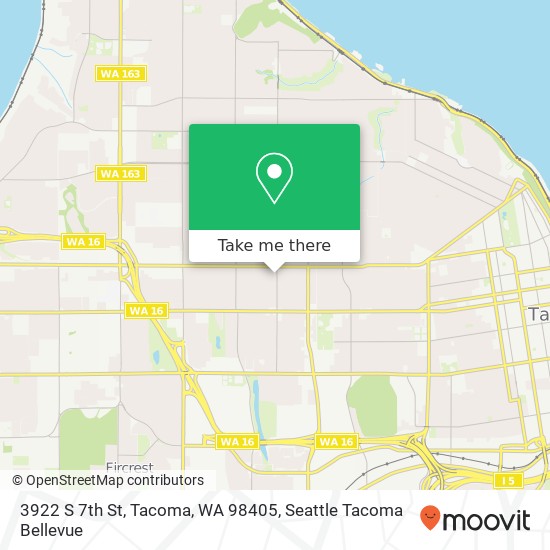 Mapa de 3922 S 7th St, Tacoma, WA 98405