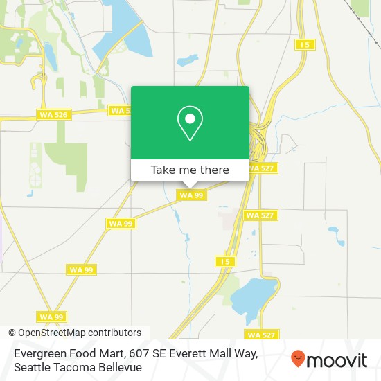 Mapa de Evergreen Food Mart, 607 SE Everett Mall Way