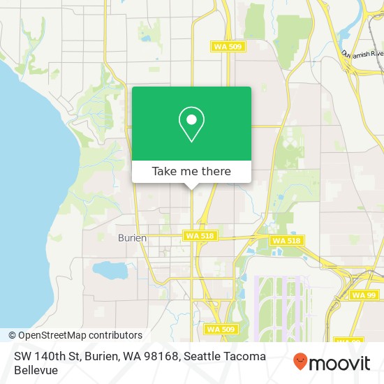 Mapa de SW 140th St, Burien, WA 98168