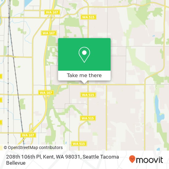 Mapa de 208th 106th Pl, Kent, WA 98031