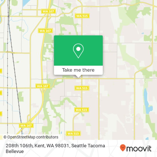 Mapa de 208th 106th, Kent, WA 98031