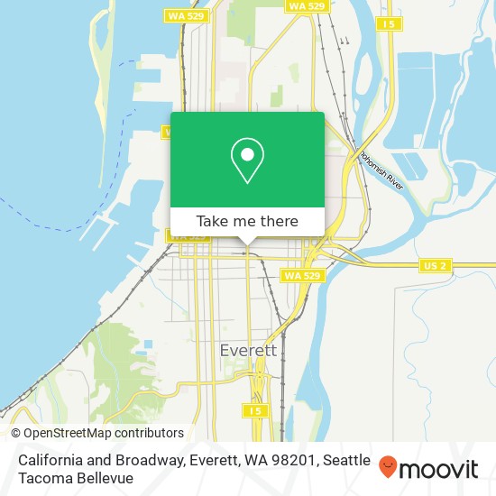 California and Broadway, Everett, WA 98201 map