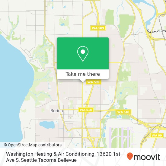 Mapa de Washington Heating & Air Conditioning, 13620 1st Ave S