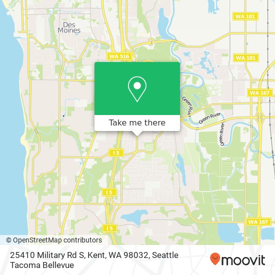 Mapa de 25410 Military Rd S, Kent, WA 98032