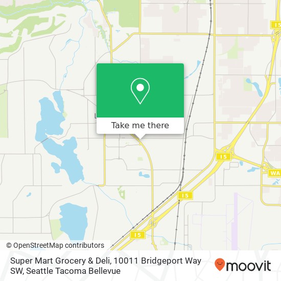 Mapa de Super Mart Grocery & Deli, 10011 Bridgeport Way SW