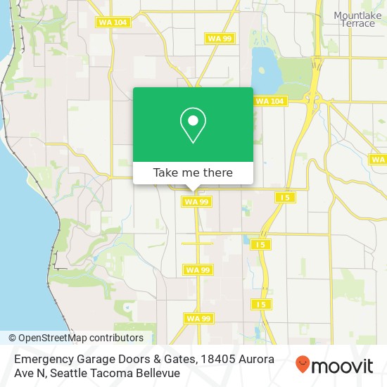 Mapa de Emergency Garage Doors & Gates, 18405 Aurora Ave N