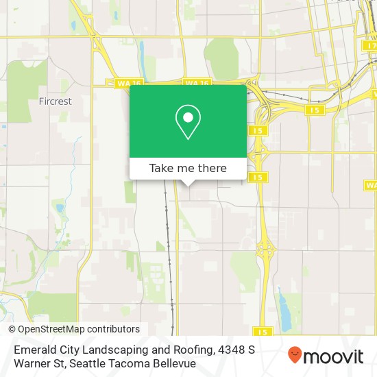 Mapa de Emerald City Landscaping and Roofing, 4348 S Warner St