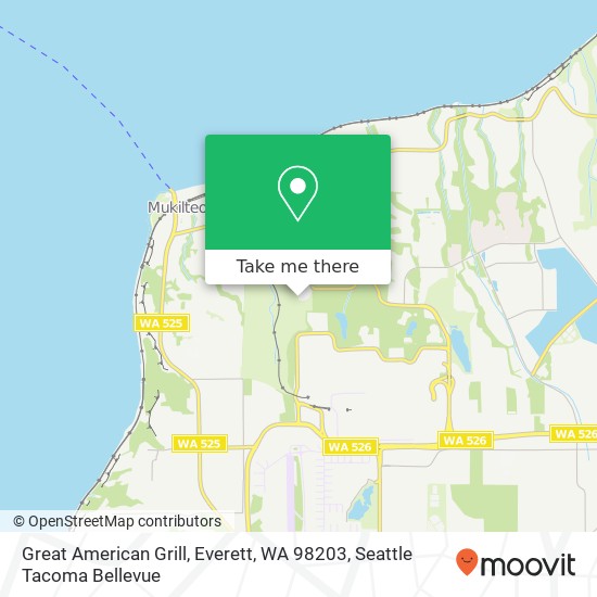 Mapa de Great American Grill, Everett, WA 98203