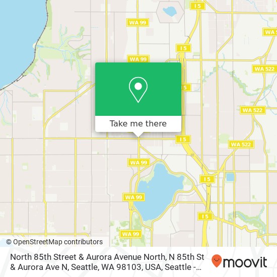 North 85th Street & Aurora Avenue North, N 85th St & Aurora Ave N, Seattle, WA 98103, USA map