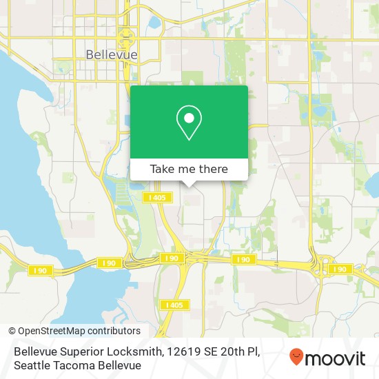 Mapa de Bellevue Superior Locksmith, 12619 SE 20th Pl