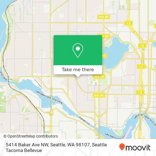 Mapa de 5414 Baker Ave NW, Seattle, WA 98107