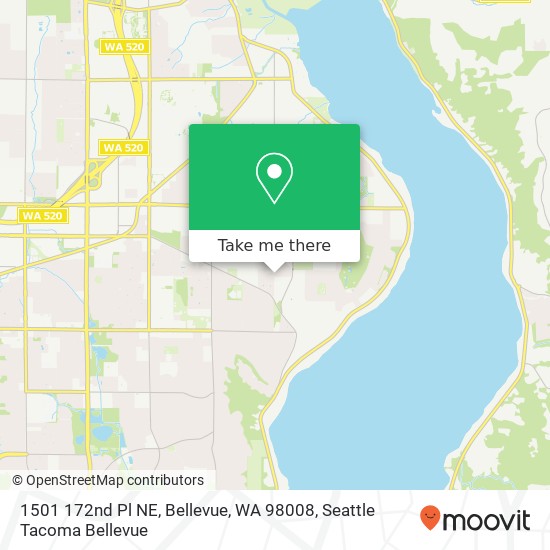 Mapa de 1501 172nd Pl NE, Bellevue, WA 98008