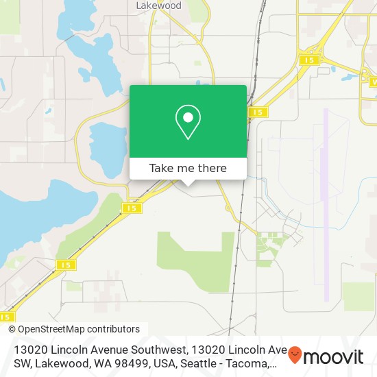 Mapa de 13020 Lincoln Avenue Southwest, 13020 Lincoln Ave SW, Lakewood, WA 98499, USA