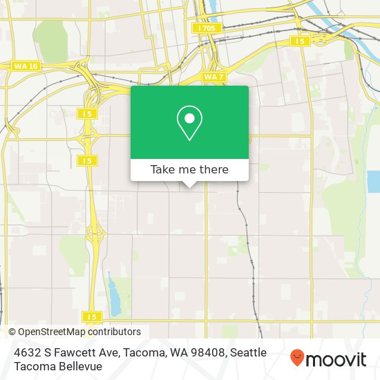 Mapa de 4632 S Fawcett Ave, Tacoma, WA 98408