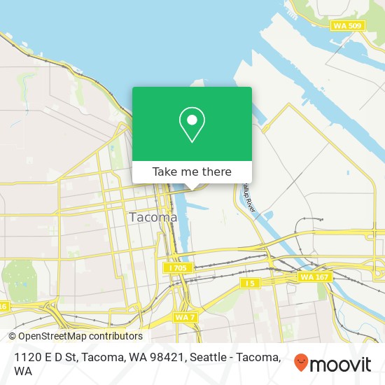 Mapa de 1120 E D St, Tacoma, WA 98421