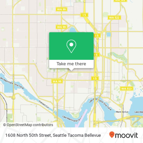 Mapa de 1608 North 50th Street, 1608 N 50th St, Seattle, WA 98103, USA