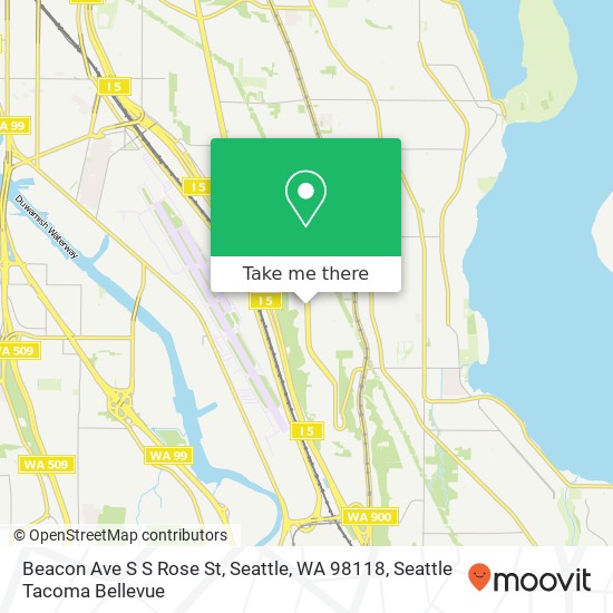 Mapa de Beacon Ave S S Rose St, Seattle, WA 98118