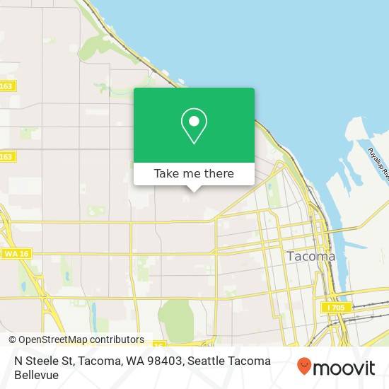 Mapa de N Steele St, Tacoma, WA 98403