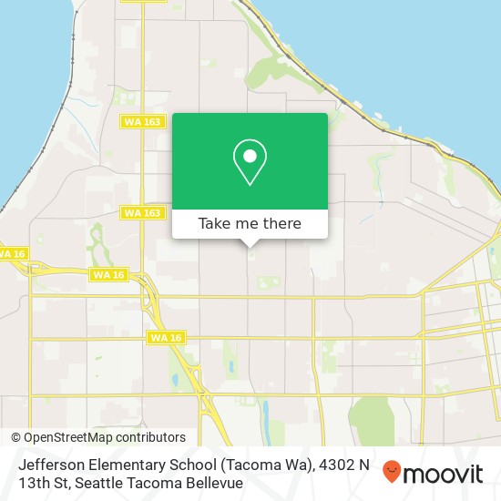 Mapa de Jefferson Elementary School (Tacoma Wa), 4302 N 13th St