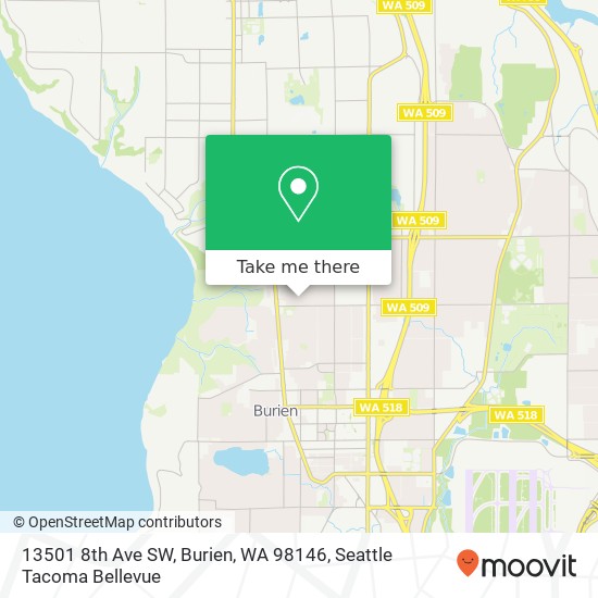 Mapa de 13501 8th Ave SW, Burien, WA 98146