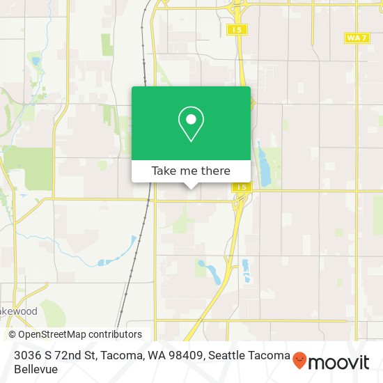 Mapa de 3036 S 72nd St, Tacoma, WA 98409