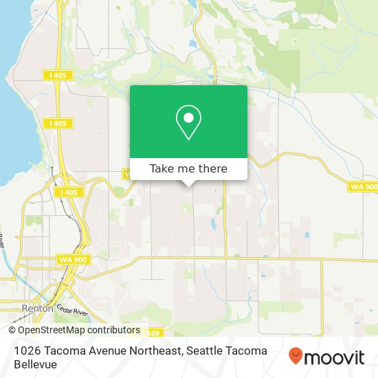 Mapa de 1026 Tacoma Avenue Northeast, 1026 Tacoma Ave NE, Renton, WA 98056, USA
