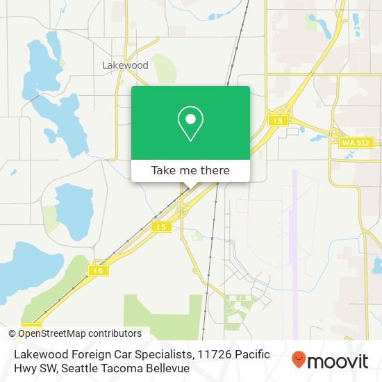 Lakewood Foreign Car Specialists, 11726 Pacific Hwy SW map