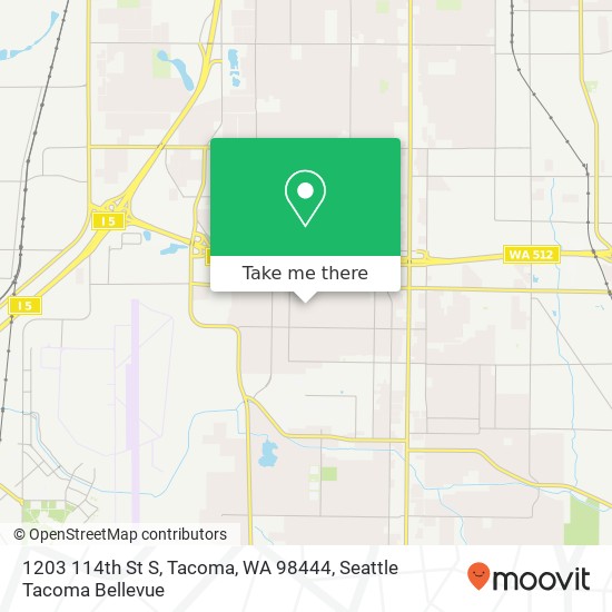 Mapa de 1203 114th St S, Tacoma, WA 98444