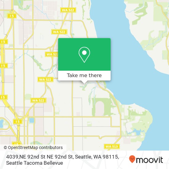 Mapa de 4039,NE 92nd St NE 92nd St, Seattle, WA 98115