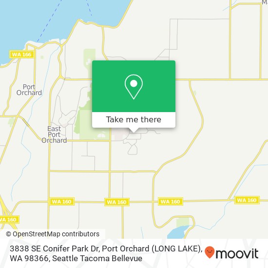 Mapa de 3838 SE Conifer Park Dr, Port Orchard (LONG LAKE), WA 98366