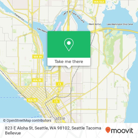 Mapa de 823 E Aloha St, Seattle, WA 98102