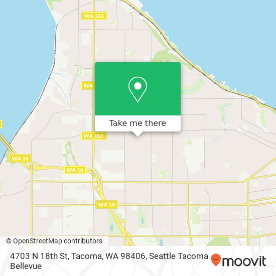 Mapa de 4703 N 18th St, Tacoma, WA 98406