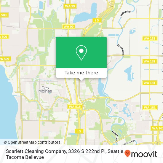 Mapa de Scarlett Cleaning Company, 3326 S 222nd Pl