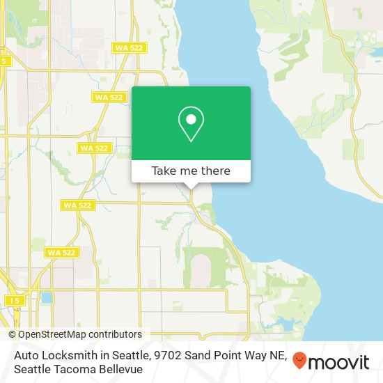 Auto Locksmith in Seattle, 9702 Sand Point Way NE map
