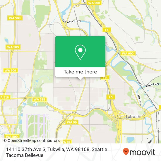 Mapa de 14110 37th Ave S, Tukwila, WA 98168